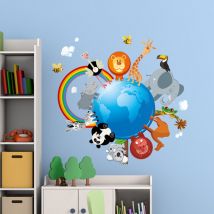 Stickers muraux Sticker Mural Autocollant - animaux autour du monde - Stickers adhésifs - 165x110cm