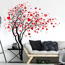 Stickers muraux Sticker Mural Autocollant - arbre de coeurs - adhésifs fond transparent - 40x45cm