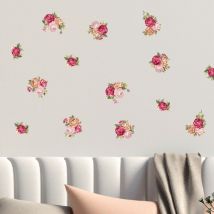 Stickers muraux Sticker Mural Autocollant - fleurs bouquets de roses - adhésifs fond transparent - 80x80cm