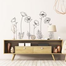 Stickers muraux Sticker Mural Autocollant - fleurs coquelicots - adhésifs fond transparent - 50x50cm