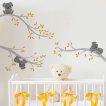 Stickers muraux Sticker Mural Autocollant - koalas mignons sur les branches - adhésifs fond transparent - 80x120cm