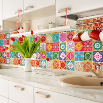 Sticker Mural Carrelage adhésif Cuisine Salle de Bain - 24 STICKERS CARRELAGES AZULEJOS FILILANA - 24stickers20x20cm