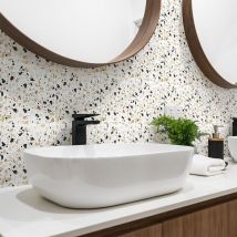 Sticker Mural Carrelage adhésif Cuisine Salle de Bain - 24 stickers carrelages terrazzo piano - 24stickers20x20cm
