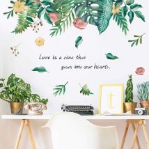 Stickers Muraux Tropicaux Plante Fleurs Feuille Palmier, Amovible Feuilles Verts Grand Autocollants Murale Décoratif Wall Stickers, Décoration Murale