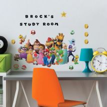 Roommates - Stickers repositionnables - Personnages Mario Kart et alphabet - 22 cm x 93 cm