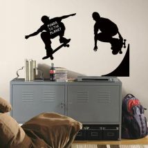Thedecofactory - skater - Grand sticker repositionnable tableau blanc skater 102x46
