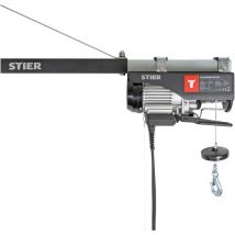 Stier - Elektrischer Seilzug, Tragkraft 500 kg, Leistung 1000 w, Hebehöhe bis 12 m, inkl. Befestigungsbügel, einfache Montage, Sicherheit durch