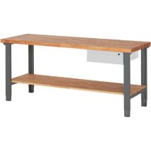 Stier - Höhenverstellbare Werkbank Premium mit 1 Schublade und Ablageboden BxTxH 2000x700x790-1140mm