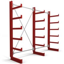 Stier - Kragarmregal einseitig 2 Felder mit 5 Ebenen 2600x2000x500mm feuerrot