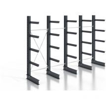 Kragarmregal schraubbar einseitig 4 Felder mit 4 Ebenen 5120x2530x400mm - Stier