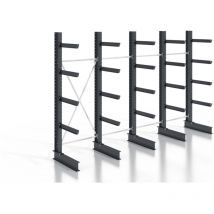 Kragarmregal schraubbar einseitig 4 Felder mit 4 Ebenen 5120x2550x800mm - Stier