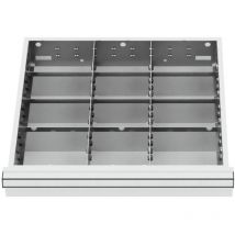 Schubladeneinteilung Metalleinteilung blh 75 mm Innenmaß 500x450 mm 12 Fächer 6 x tw 175 - Stier