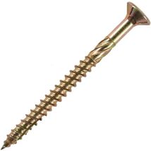 Senkkopf Spanplattenschraube, 500 Stück, 5x35, Stahl Galvanisch Verzinkt, Chromatiert, Selbstschneidende Spitze, Gelb, Teilgewinde, 