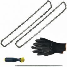Kettensäge Zubehör - 2x Sägekette 30cm Picco Micro 3 Ersatzkette + Feilenheft mit Feile 3,2mm