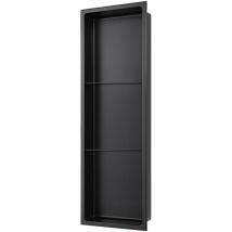 Wandnische 90 x 30 Schwarz Matt Edelstahl mit 2 Fachböden Duschablage - Stilform