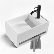 Stilform Wandwaschbecken 50×30×22 Cm Mineralguss Mit Handtuchhalter Weiß Matt