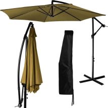 Parasole Ombrellone 300 cm con manovella, incluso coperchio, Marrone cachi - Stilista