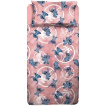 Stitch, Lenzuolo Letto Piazza E Mezza, Completo Letto, Lenzuolo Sopra, Lenzuolo Con Angoli, Federa, Rosa, Disney, 100% Cotone, Prodotto Ufficiale