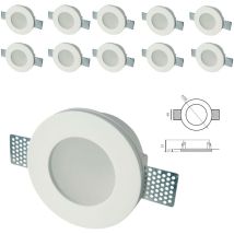 Teykos - Stock N.10 Portafaretti In Gesso Ceramico Ad Incasso Diametro 150 Con Vetro 40w Gu10 Ip20