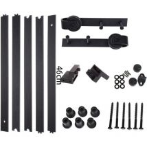 2,3M Quincaillerie Kit de Rail Suspendu Porte CoulissanteIndustriel Ensemble Hardware kit pour Porte Suspendue en Bois Système de Porte avec