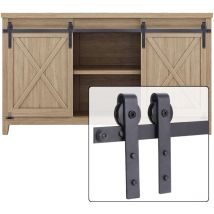 Quincaillerie Kit de Rail Roulettes pour Porte Coulissante Industriel pour Porte Suspendue en Bois Meuble tv Armoires - Double Porte 1,2M/3,93FT