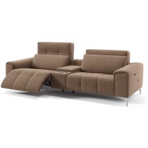Sofanella - Stoff 2-Sitzer Kinosofa salento Hellbraun s: 212 Breite x 100 Tiefe Füße: Matt-Schwarz - Hellbraun
