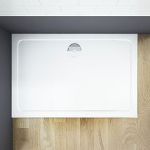 Aica Sanitaire - 1200x760mm Rectangle Quadrant Slimline Walk in Wet Romm Stone Resin Shower Tray Base - White