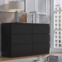 Stora Modern 6 Drawer Chest - Matt Black