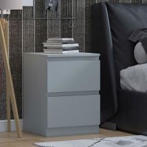 Fwstyle - Stora Modern Bedside Cabinet - Matt Grey - Grey
