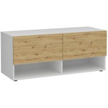 FMD - Storage Bench with 2 Drawers 108.9x41.7x46.1 cm White and Artisan Oak