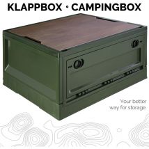 Storage Box, 35 l, Camping, Klappbox, Klappkiste, Aufbewahrungsbox mit Deckel, faltbar, Aufbewahrung, Kiste, 47 x 35 x 24 cm, Grün Trucky