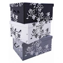 Storage Box 49x39x24 - Set de 3 - gris, blanc, noir