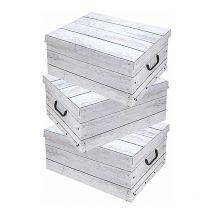 Storage Box 51x37x24 - Set de 3 - aspect bois (blanc)
