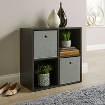 Cube - Storage 4 Shelf Bookcase Wooden Display Unit Organiser Black Furniture - Black