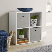 Cube - Storage 4 Shelf Bookcase Wooden Display Unit Organiser White Furniture