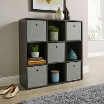 Cube - Storage 9 Shelf Bookcase Wooden Display Unit Organiser Black Furniture - Black
