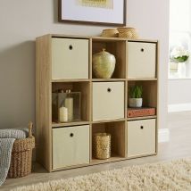 Cube - Storage 9 Shelf Bookcase Wooden Display Unit Organiser Sonoma Oak Furniture