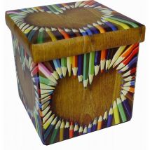 Storage Ottoman en faux cuir pliage cœur