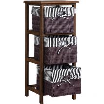 Storage Unit Basket Chest of Drawers Wicker Bathroom Furniture Shelf Cabinet Brown-White