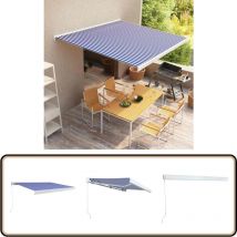 Store à cassette manuel 350x250 cm Bleu et blanc - Store à Cassette - Store Extérieur - Abri Solaire - Pergola - Tonnelle