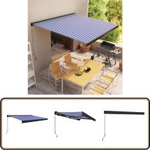 Store à cassette manuel 350x250 cm Bleu et blanc - Stores Exterieurs - Stores Banniére - Parasol - Abri Solaire - Protection Solaire