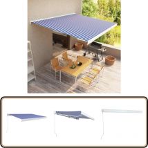 Store à cassette manuel 400x300 cm Bleu et blanc - Stores Exterieurs - Stores Banniére - Parasol - Abri Solaire - Protection Solaire