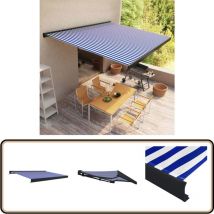 Store à cassette motorisé 350x250 cm Bleu et blanc - Store à Cassette - Store Extérieur - Abri Solaire - Parasol - Pergola