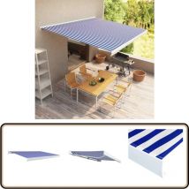 Store à cassette motorisé 400x300 cm Bleu et blanc - Store à Cassette - Store Extérieur - Abri Solaire - Parasol - Pergola