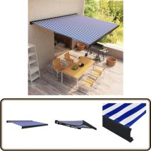 Store à cassette motorisé 400x300 cm Bleu et blanc - Store à Cassette - Store Extérieur - Abri Solaire - Parasol - Pergola