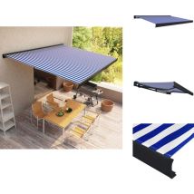 Store à cassette motorisé 400x300 cm Bleu et blanc - Store à Cassette - Store Extérieur - Abri Solaire - Parasol - Pergola
