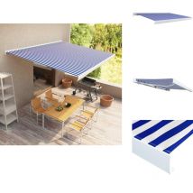 Store à cassette motorisé 400x300 cm Bleu et blanc - Store à Cassette - Store Extérieur - Abri Solaire - Parasol - Pergola