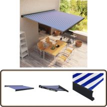 Store à cassette motorisé 450x300 cm Bleu et blanc - Stores Exterieurs - Stores Bannes - Parasol - Abri Solaire - Protection Solaire