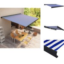 Store à cassette motorisé 450x300 cm Bleu et blanc - Stores Exterieurs - Stores Bannes - Parasol - Abri Solaire - Protection Solaire