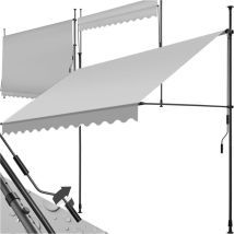 Tectake - Store à pince sans perçage avec manivelle, réglable en hauteur - 300 x 180 cm, gris clair